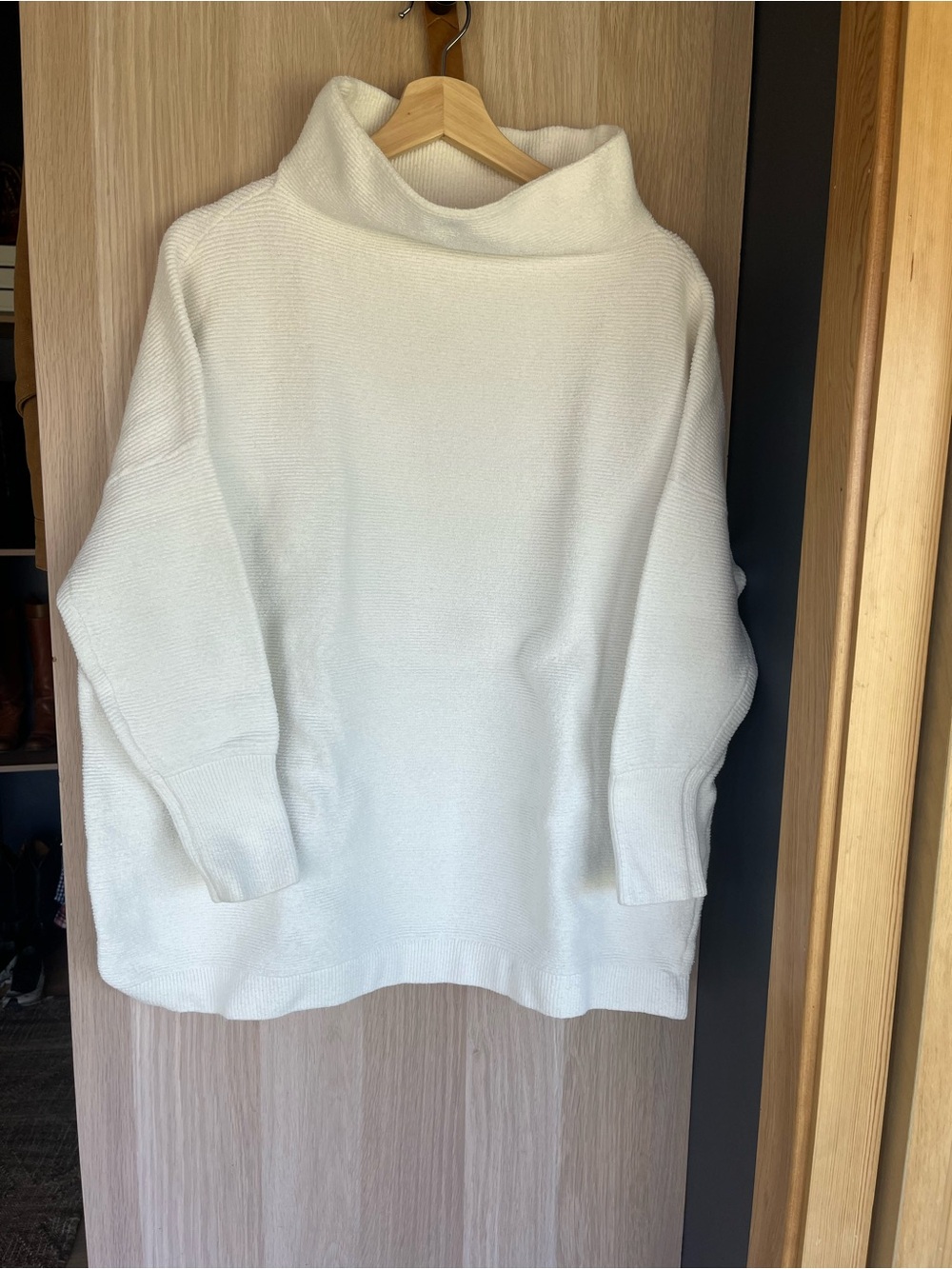 Free People White Funnel Neck Sweater